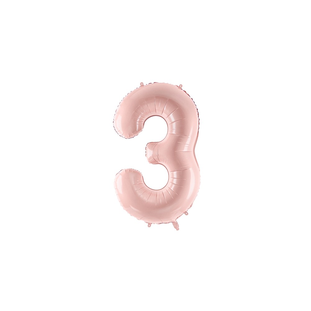 Ballon en aluminium Chiffre ''3'', 72cm, rose clair