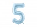 Ballon en aluminium Chiffre ''5'', 72cm, bleu clair