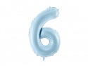 Ballon en aluminium Chiffre ''6'', 72cm, bleu clair