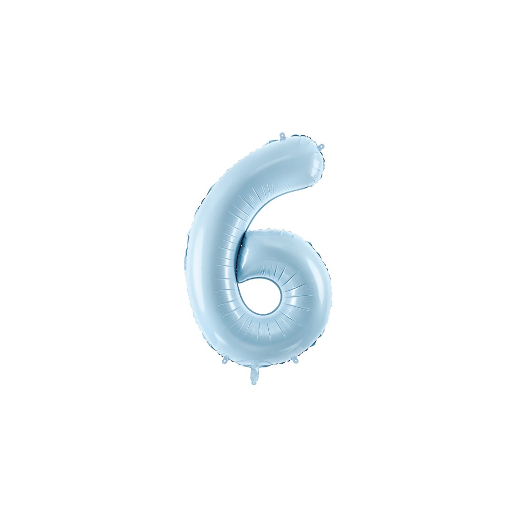 Ballon en aluminium Chiffre ''6'', 72cm, bleu clair