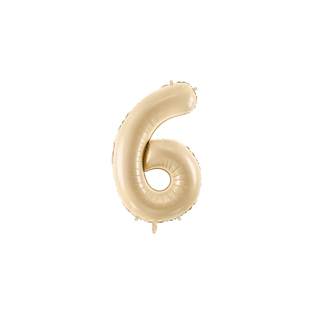 Ballon en aluminium Chiffre ''6'', 72cm, beige