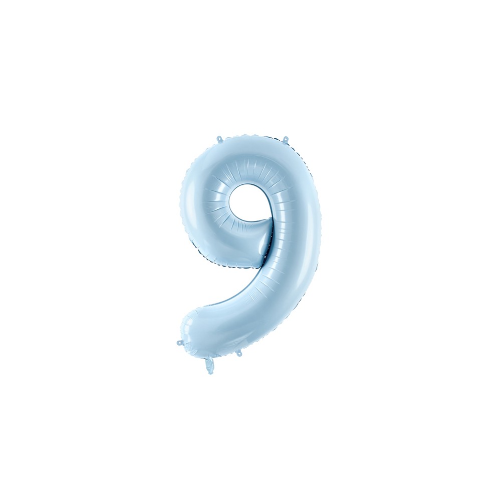 Ballon en aluminium Chiffre ''9'', 72cm, bleu clair