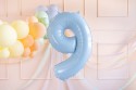 Ballon en aluminium Chiffre ''9'', 72cm, bleu clair
