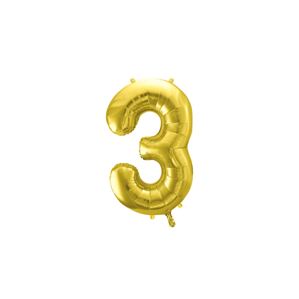 Ballon en aluminium Chiffre ''3'', 72cm, or clair