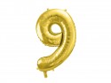 Ballon en aluminium Chiffre ''9'', 72cm, or clair
