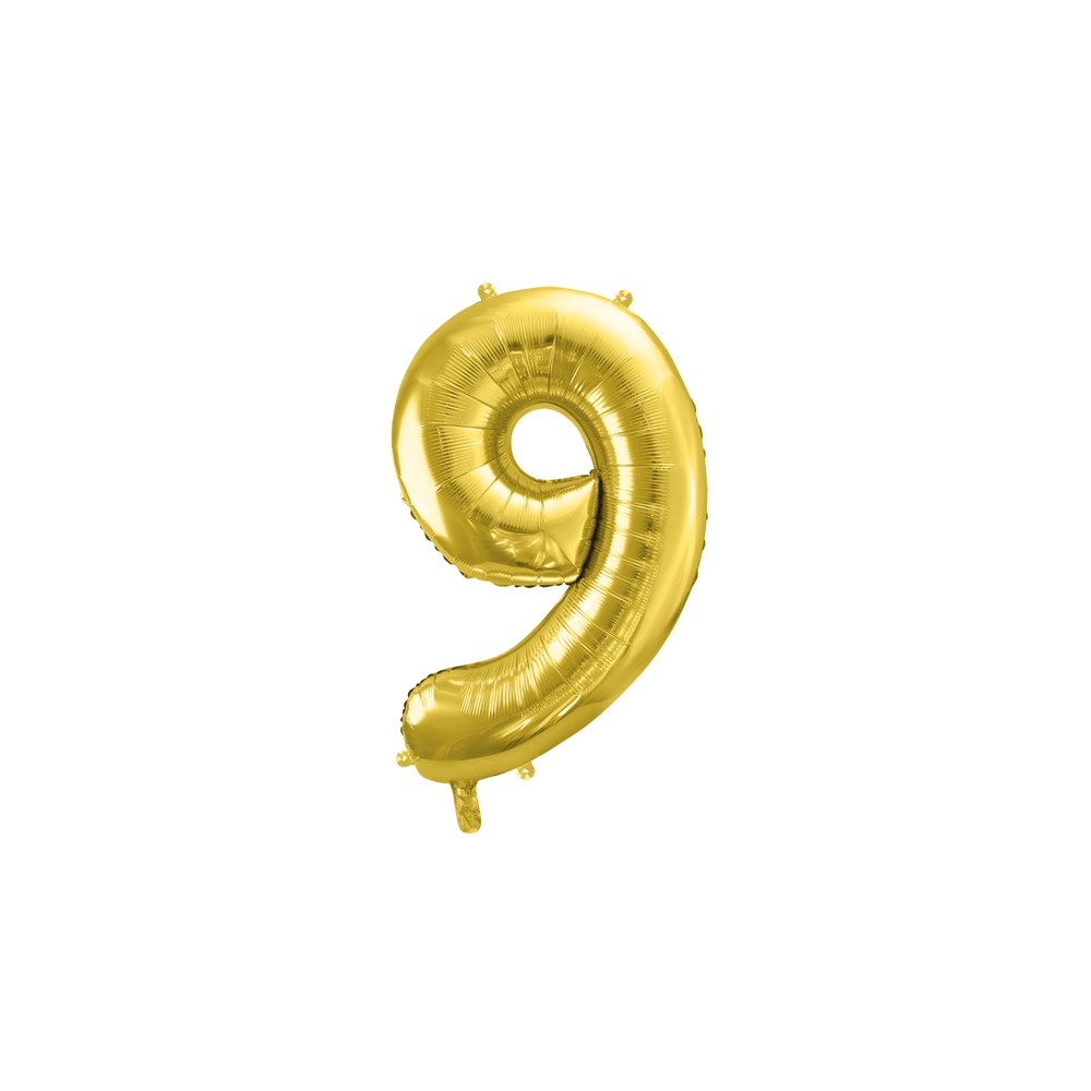 Ballon en aluminium Chiffre ''9'', 72cm, or clair