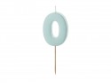 Bougie d'anniversaire Chiffre 0, bleu clair, 5.5 cm
