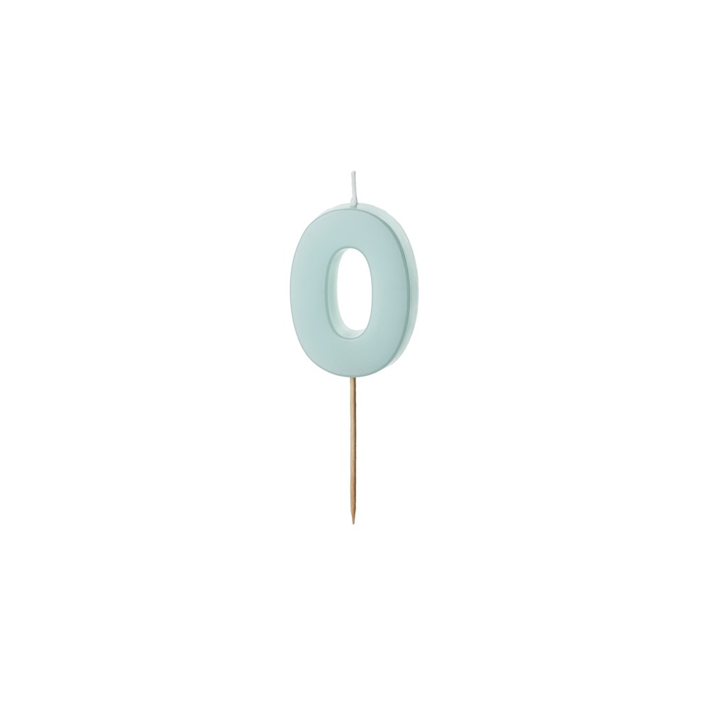 Bougie d'anniversaire Chiffre 0, bleu clair, 5.5 cm