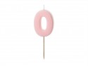 Bougie d'anniversaire Chiffre 0, rose clair, 5,5 cm