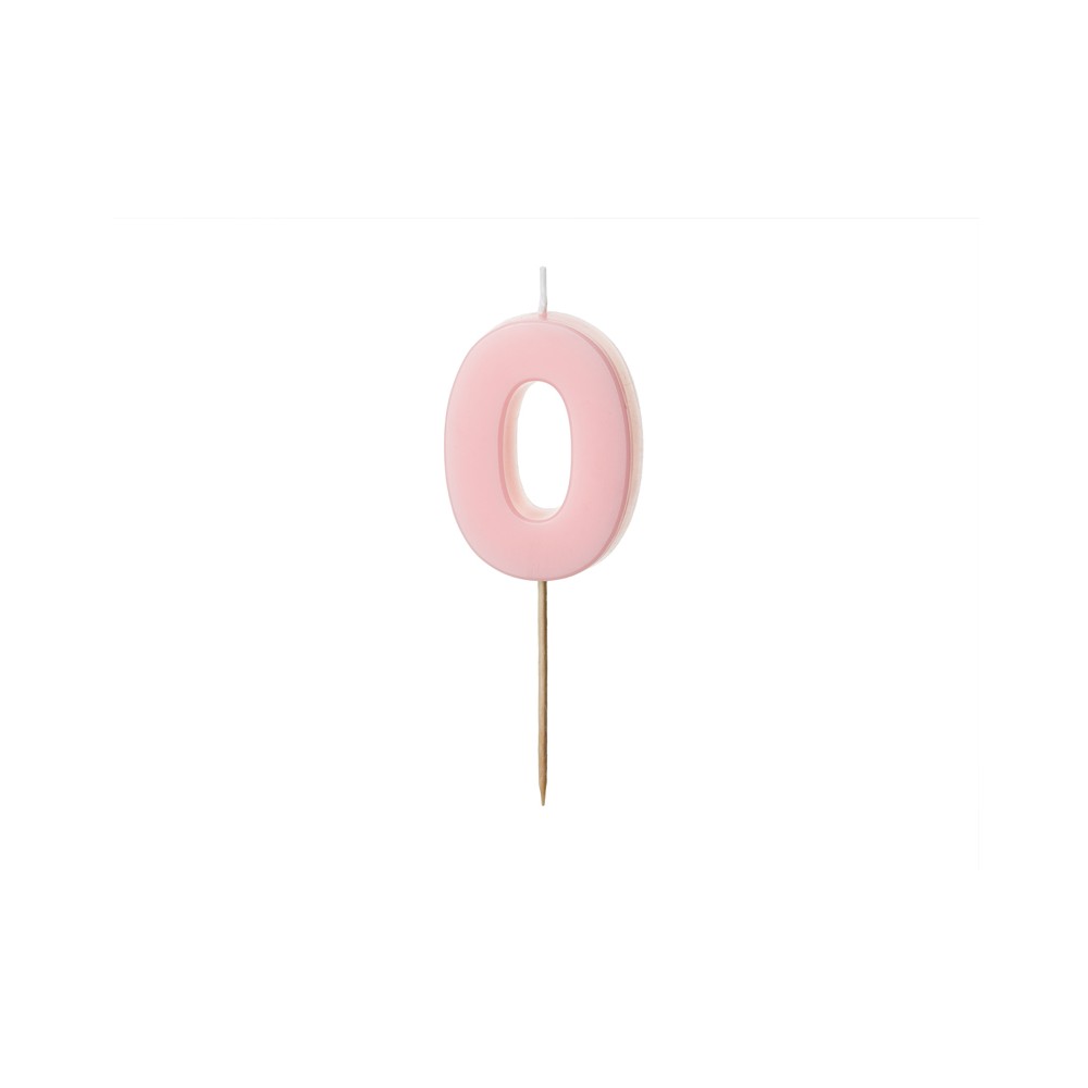 Bougie d'anniversaire Chiffre 0, rose clair, 5,5 cm