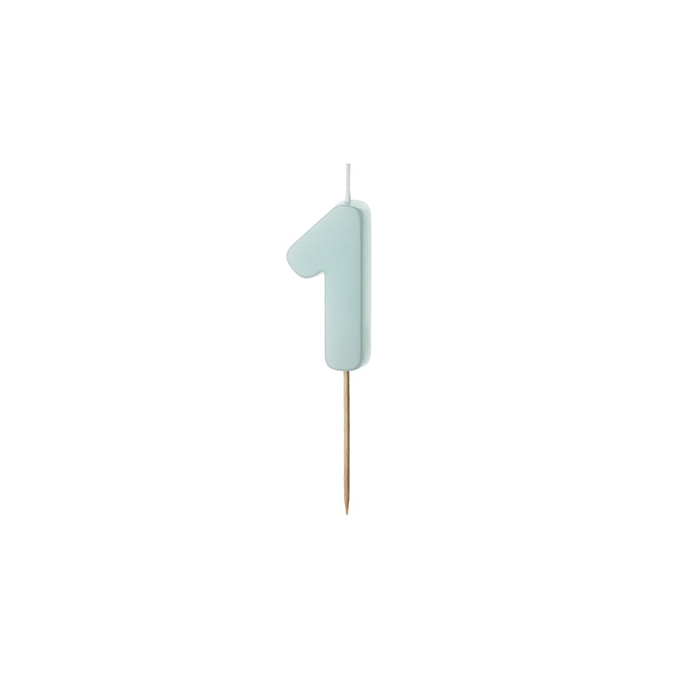 Bougie d'anniversaire Chiffre 1, bleu clair, 5.5 cm