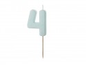 Bougie d'anniversaire Chiffre 4, bleu clair, 5.5 cm
