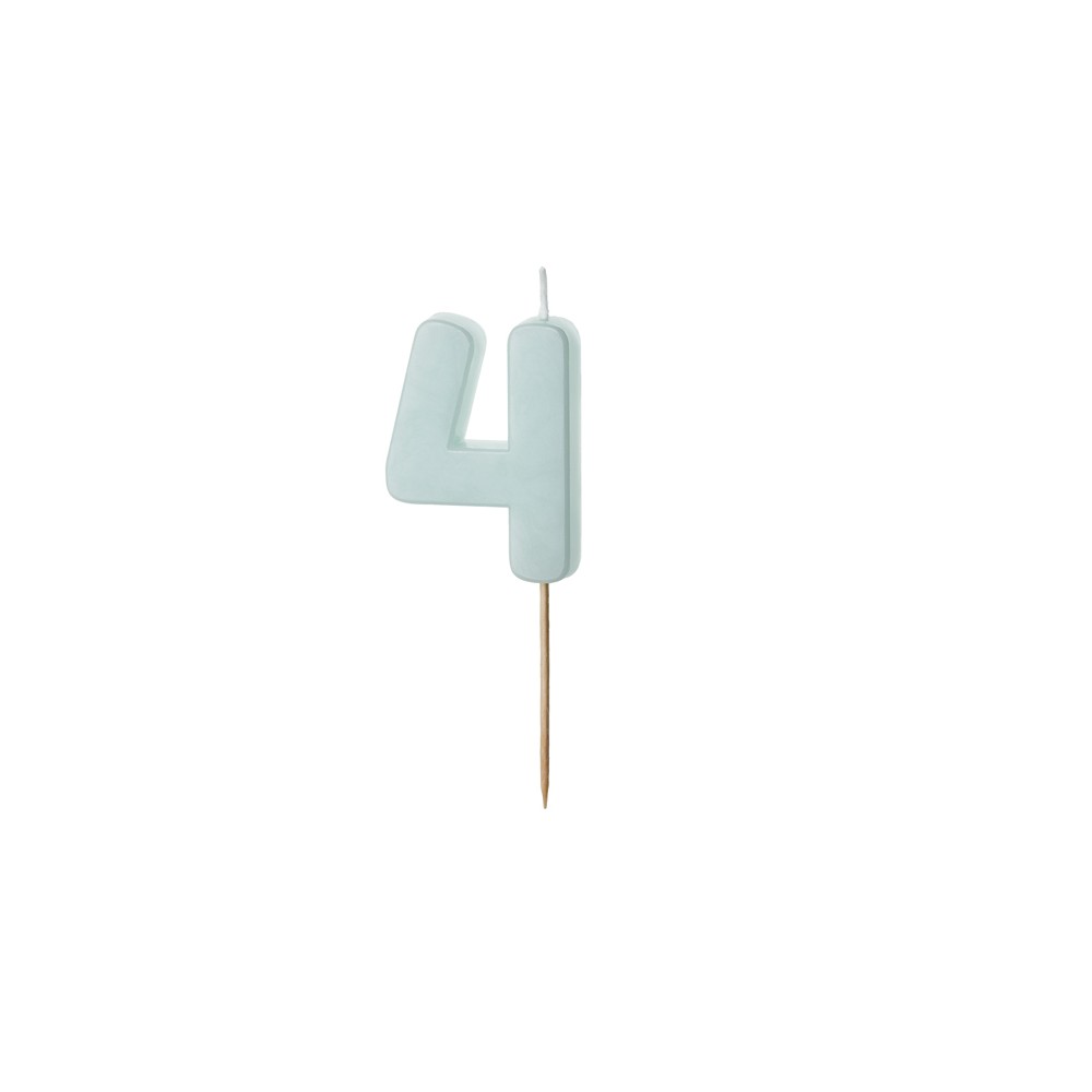 Bougie d'anniversaire Chiffre 4, bleu clair, 5.5 cm