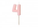 Bougie d'anniversaire Chiffre 4, rose clair, 5.5 cm