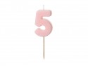 Bougie d'anniversaire Chiffre 5, rose clair, 5.5 cm