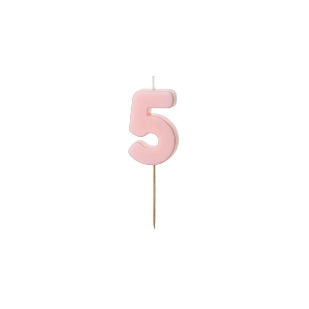 Bougie d'anniversaire Chiffre 5, rose clair, 5.5 cm