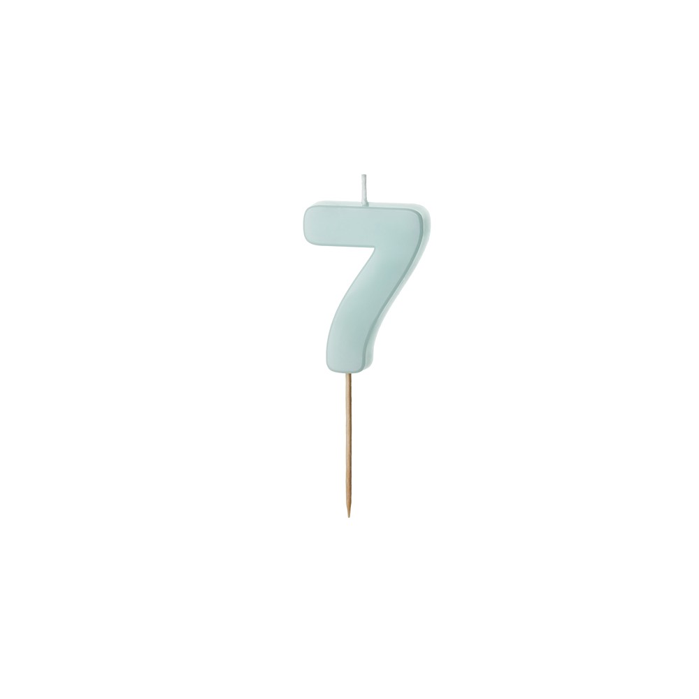 Bougie d'anniversaire Chiffre 7, bleu clair, 5.5 cm