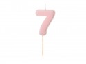 Bougie d'anniversaire Chiffre 7, rose clair, 5.5 cm