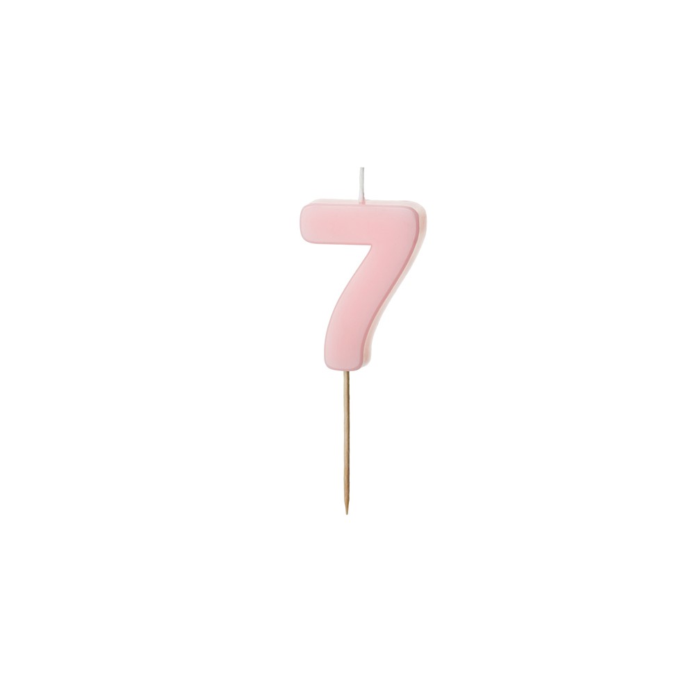 Bougie d'anniversaire Chiffre 7, rose clair, 5.5 cm