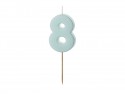 Bougie d'anniversaire Chiffre 8, bleu clair, 5.5 cm