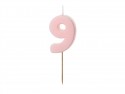 Bougie d'anniversaire Chiffre 9, rose clair, 5.5 cm