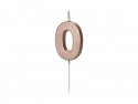 Bougie d'anniversaire Chiffre 0, or rose, 4.5cm
