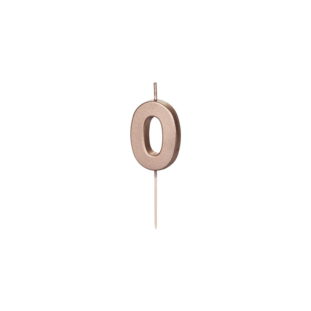 Bougie d'anniversaire Chiffre 0, or rose, 4.5cm