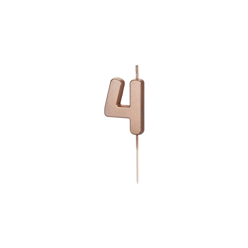 Bougie d'anniversaire Chiffre 4, or rose, 4.5cm