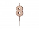 Bougie d'anniversaire Chiffre 8, or rose, 4.5cm