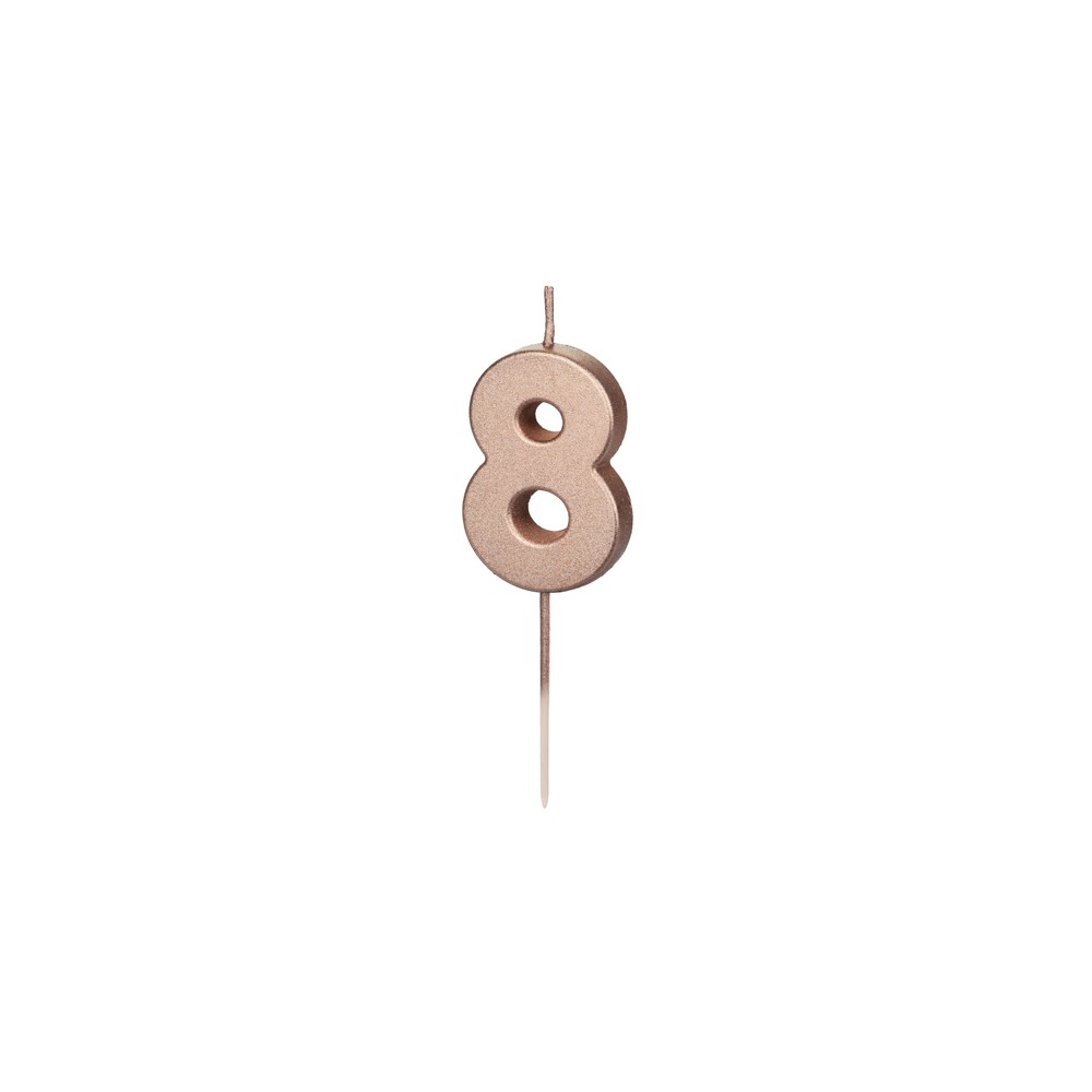 Bougie d'anniversaire Chiffre 8, or rose, 4.5cm