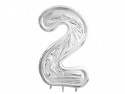 Cadre Numéro '2' pour Ballons Latex, 126cm, Argenté Brillant