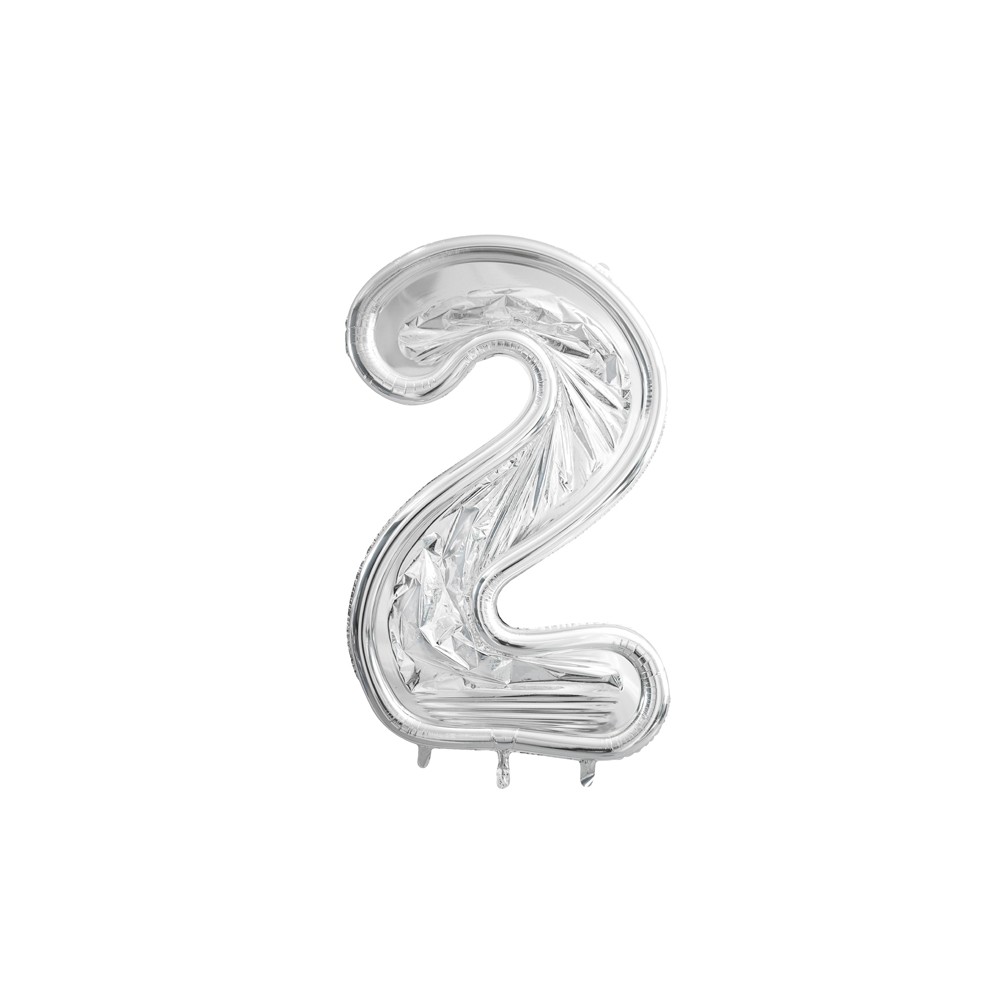 Cadre Numéro '2' pour Ballons Latex, 126cm, Argenté Brillant