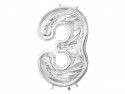 Cadre Numéro '3' pour Ballons Latex, 126cm, Argenté Brillant