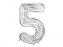 Cadre Numéro '5' pour Ballons Latex, 126cm, Argenté Brillant