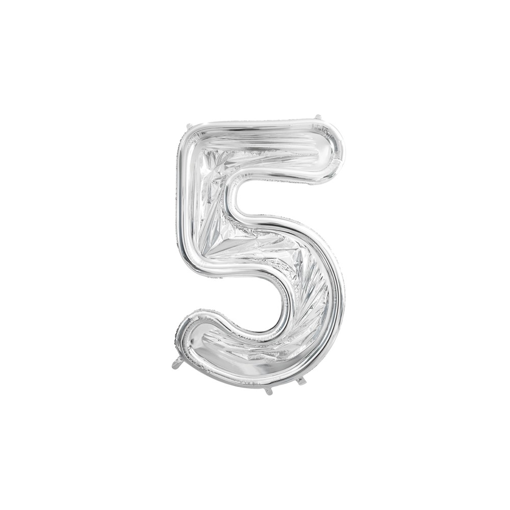 Cadre Numéro '5' pour Ballons Latex, 126cm, Argenté Brillant