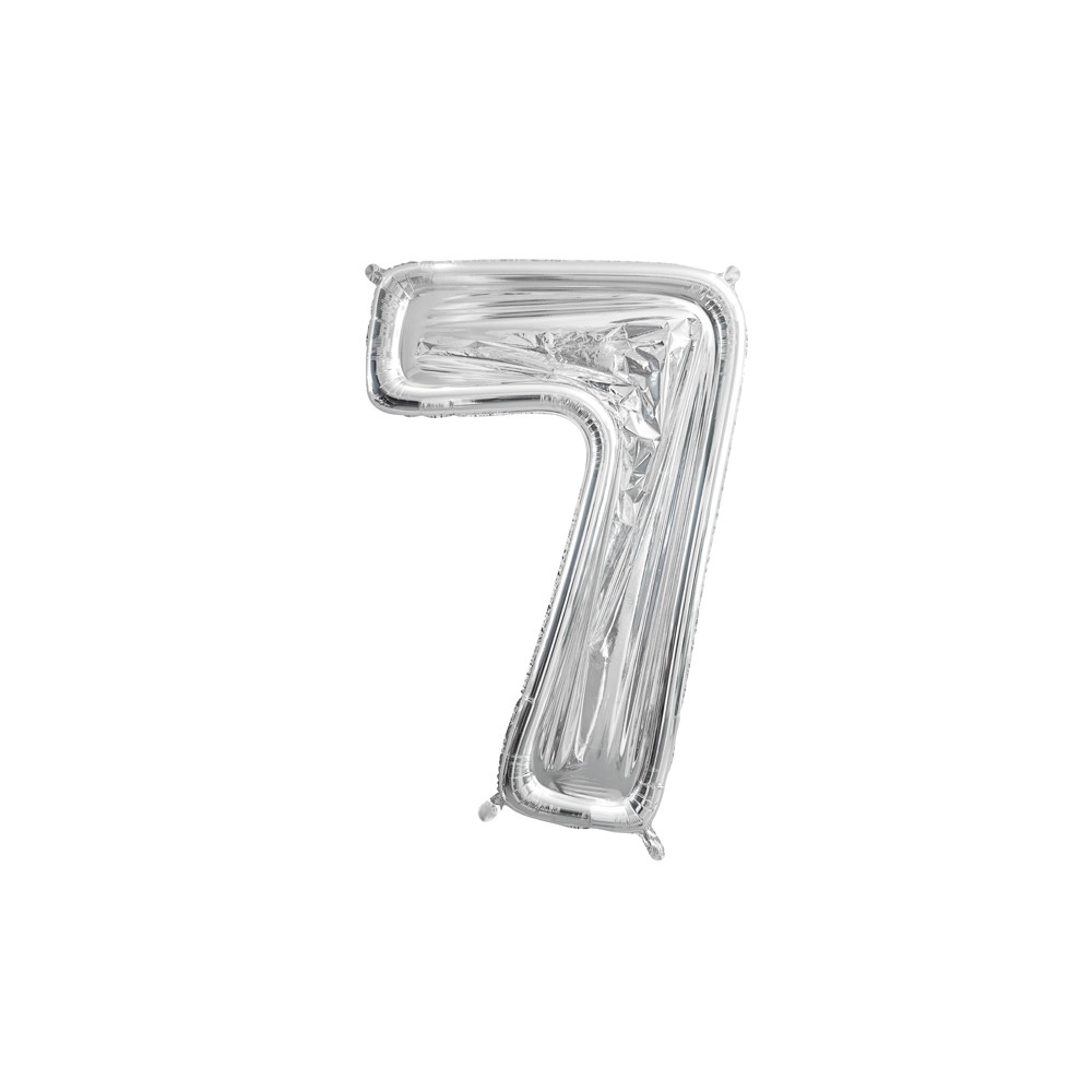 Cadre Numéro '7' pour Ballons Latex, 126cm, Argenté Brillant