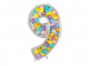 Cadre Numéro '9' pour Ballons Latex, 126cm, Argenté Brillant