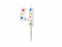 Bougie d'anniversaire Chiffre '4', confettis blancs, 5.5cm
