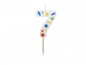 Bougie d'anniversaire Chiffre '7', confettis blancs, 5.5cm