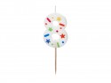Bougie d'anniversaire Chiffre '8', confettis blancs, 5.5cm