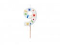 Bougie d'anniversaire Chiffre '9', confettis blancs, 5.5cm