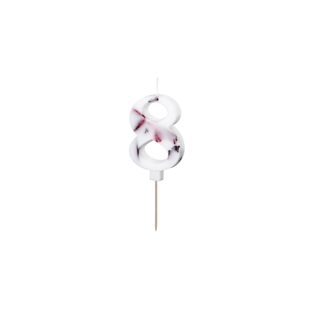 Bougie d'anniversaire Numéro '8', Blanche avec Pétales de Fleurs, 8 cm
