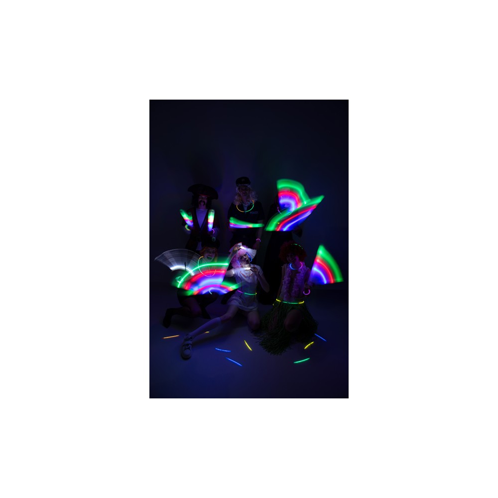 Bâtons lumineux fluorescents, mélange de couleurs, 20 cm, avec connecteurs