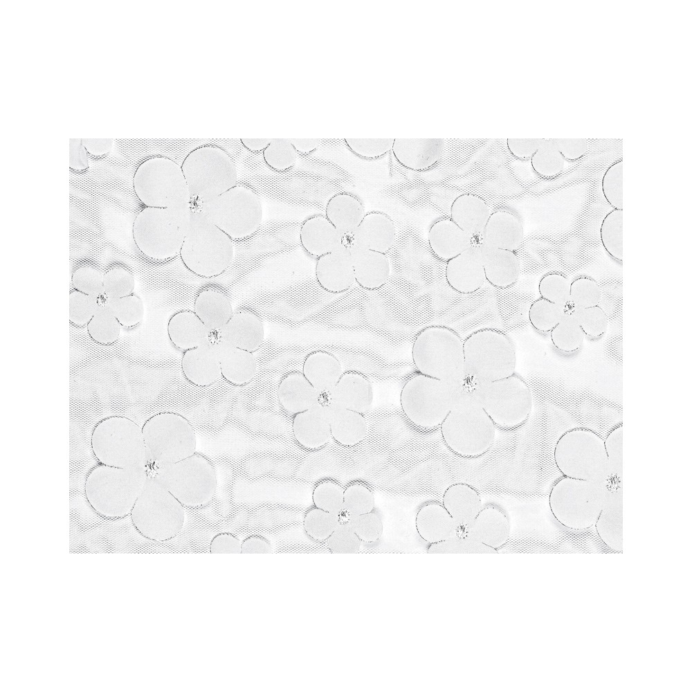 Chemin de table Fleurs, blanc, 26 x 500 cm