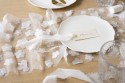 Chemin de table Fleurs, blanc, 26 x 500 cm