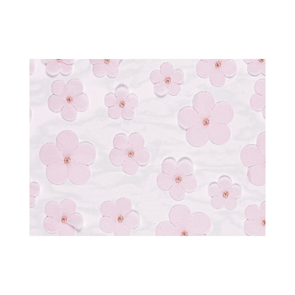 Chemin de table Fleurs, rose clair, 26 x 500 cm