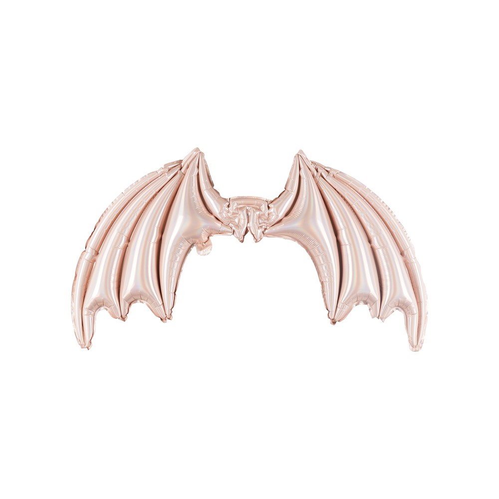 Ballon en foil Ailes de Chauve-souris, rose holographique, 85 x 50 cm