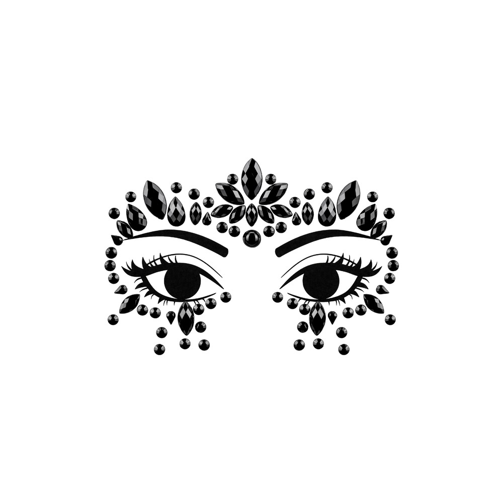 Cristaux Décoratifs pour Visage, Noirs, 15x9 cm