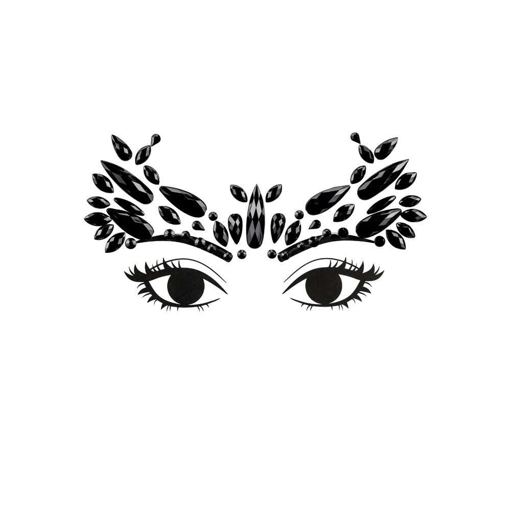 Cristaux Décoratifs pour Visage, Noirs, 14,5x5,5 cm