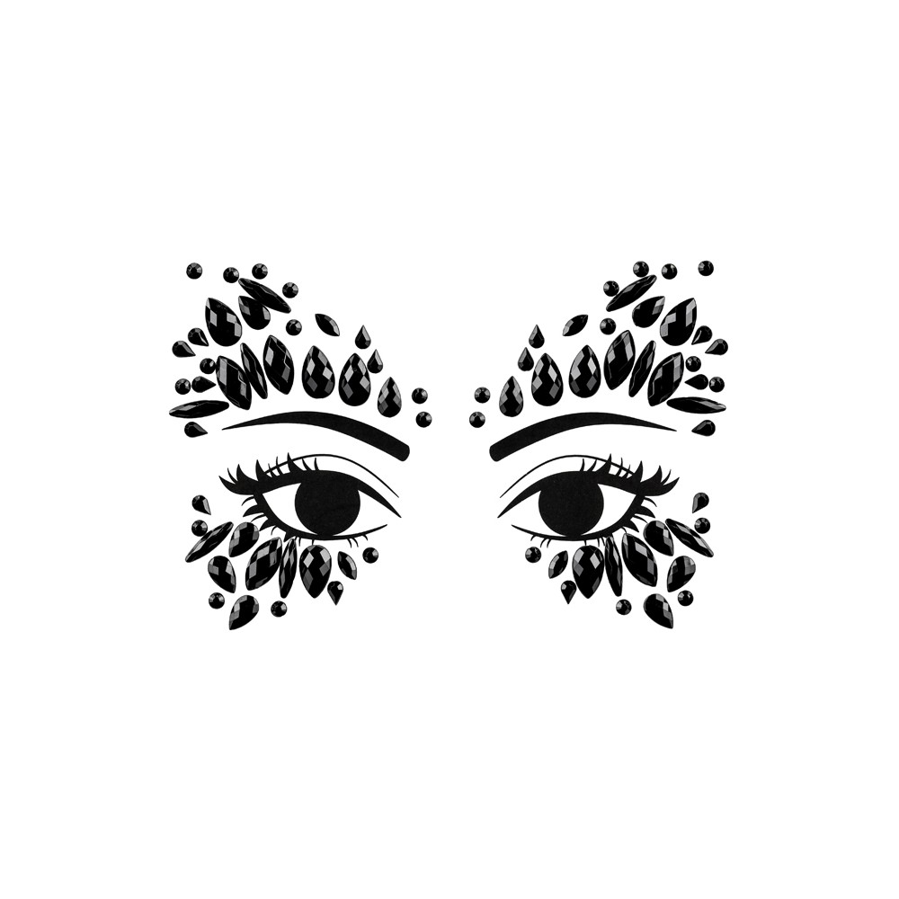 Cristaux Décoratifs pour Visage, Noirs, 15x9 cm